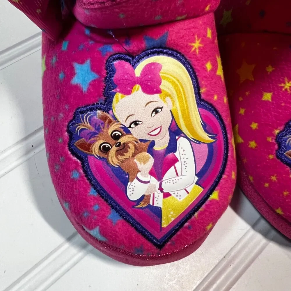 JoJo Siwa Girls Bootie Slippers Size 7/8 Plush Pink High Top NWT
